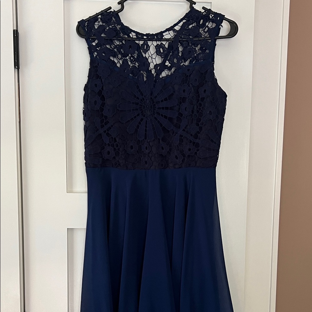 Medium Navy High Low Lace Dress
